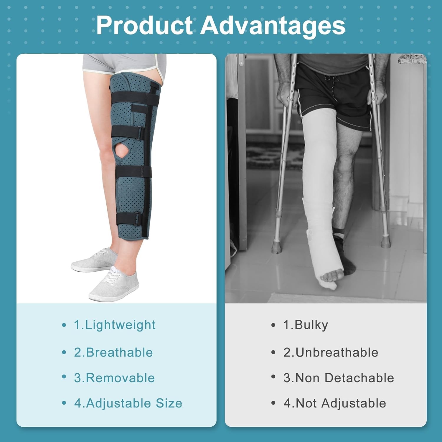 NIdreamCE Knee Immobilizer Leg Brace Stabilizer Post Surgery Recovery Fracture
