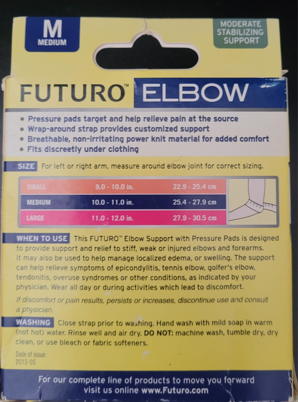 3M Futuro Elbow Support with Pressure Pads Moderate Stabilizing Support Medium