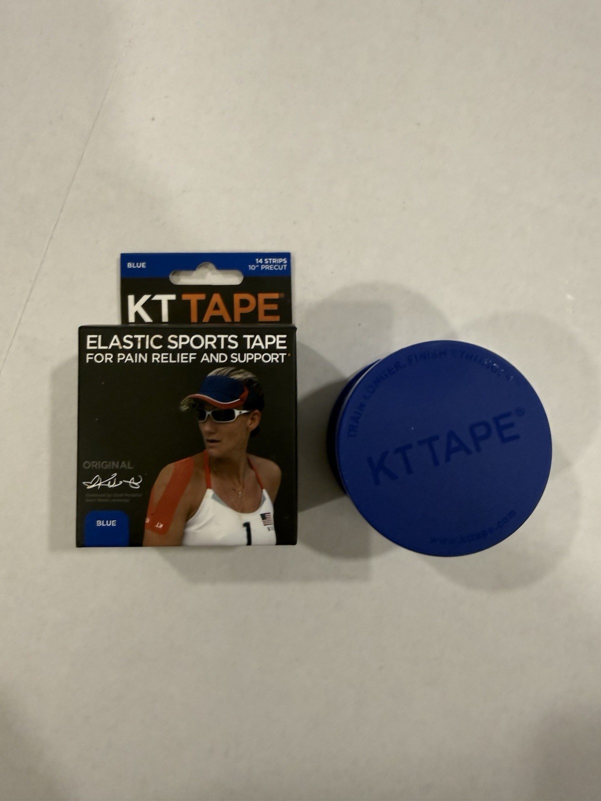 2 New KT Kinesiology Therapeutic Elastic Sports Tape Blue 14 10″ Strips X2