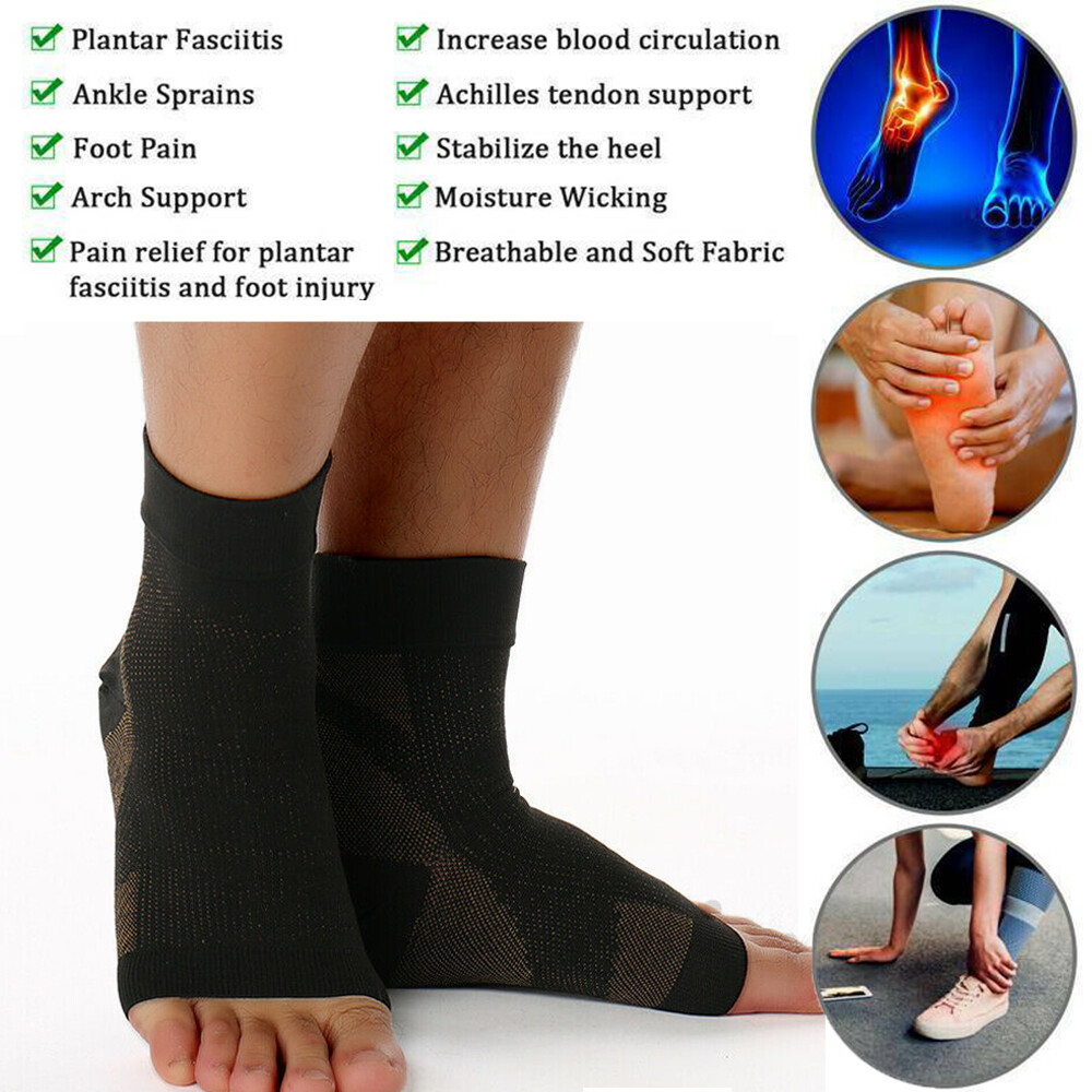 Compression Socks Sleeve Ankle Arch Support Plantar Fasciitis Heel Foot Pain US