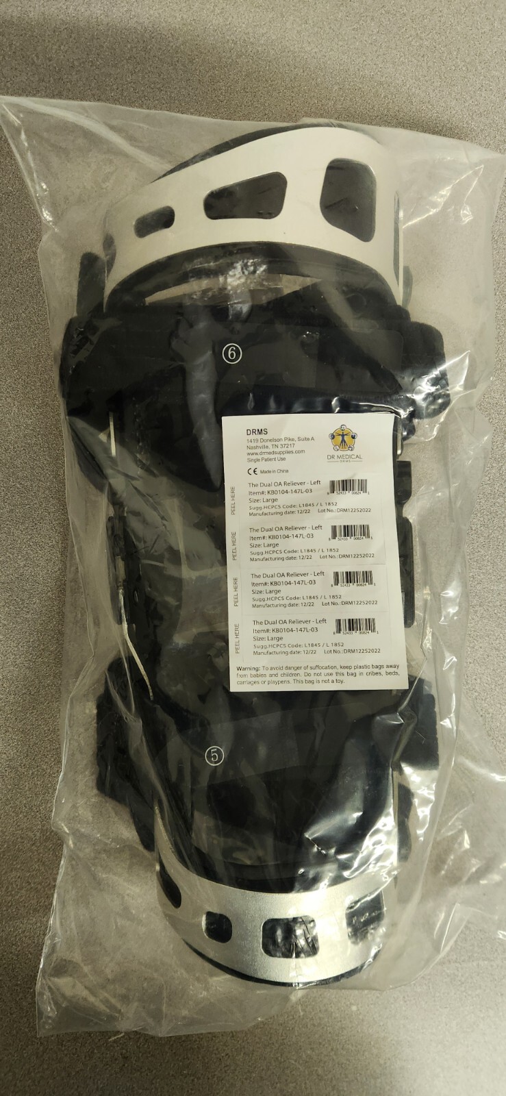 NEW Dr. Medical Dual OA Reliever Hinged Knee Brace Left Large KB0104-147L-03 NIP