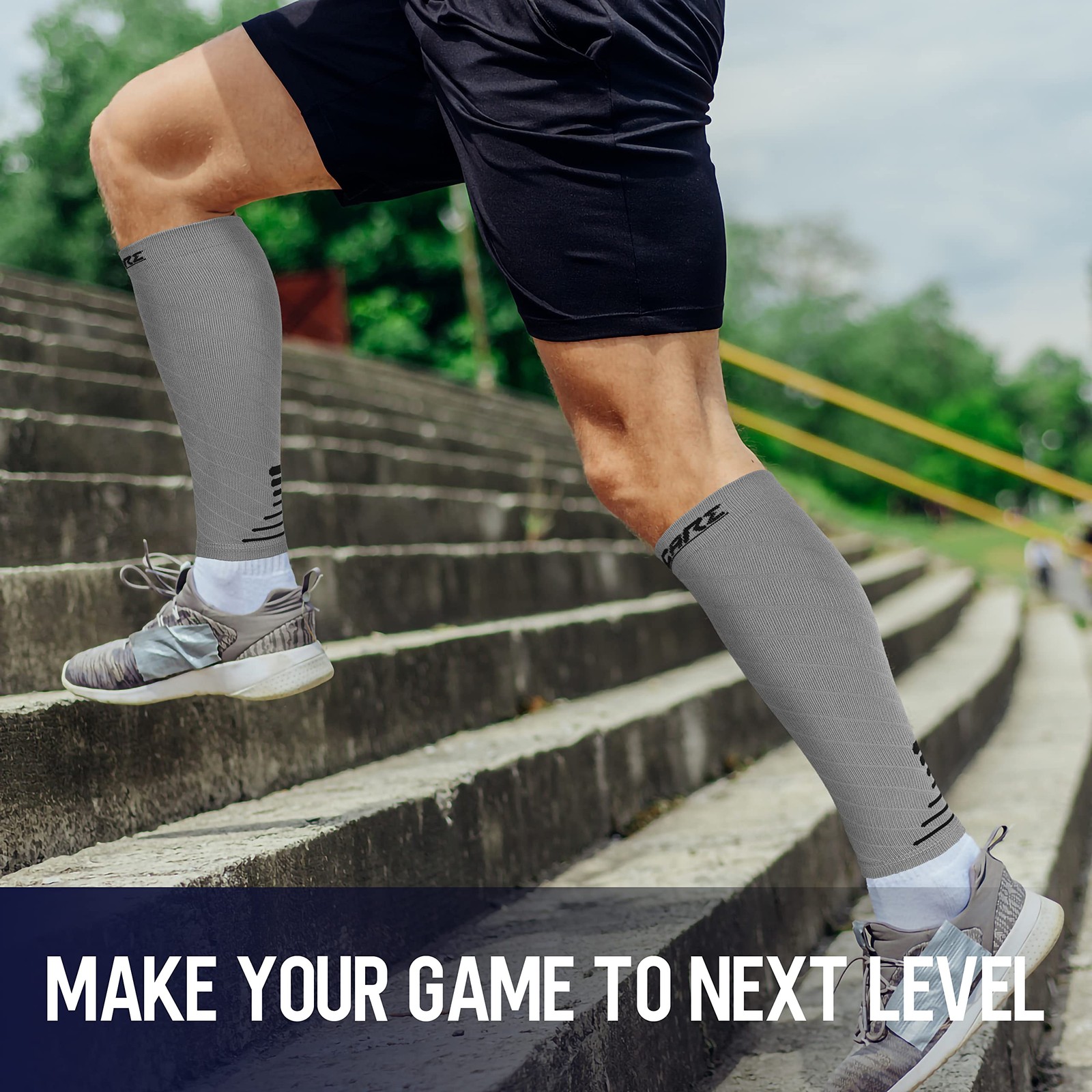 Thoxcare Calf Compression Sleeve for Men Women (1 Large, 1Pair-Gray/Black