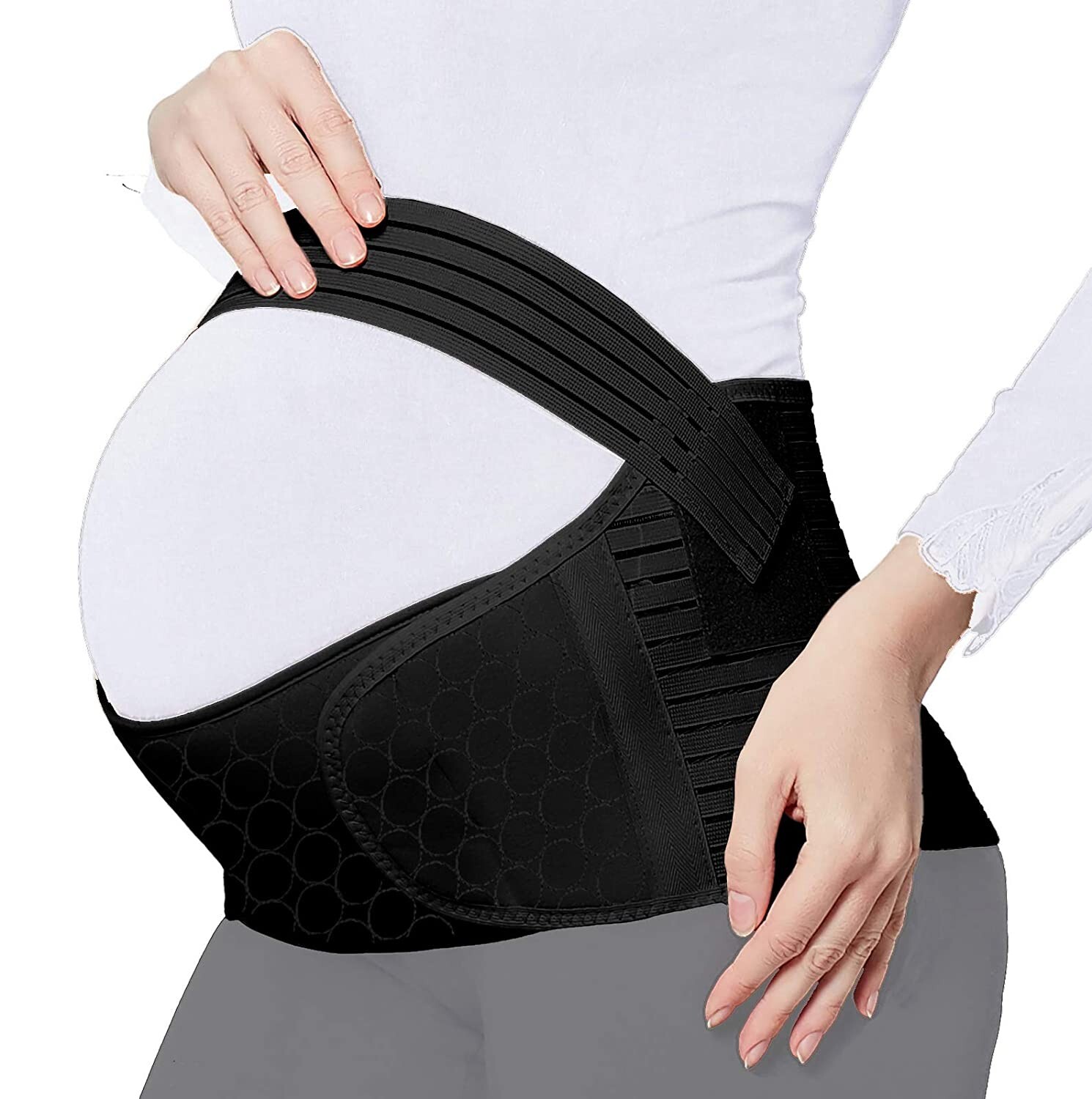 ChongErfei Maternity Support Belt Adjustable Black Large 39.5-51.3″ Belly Band