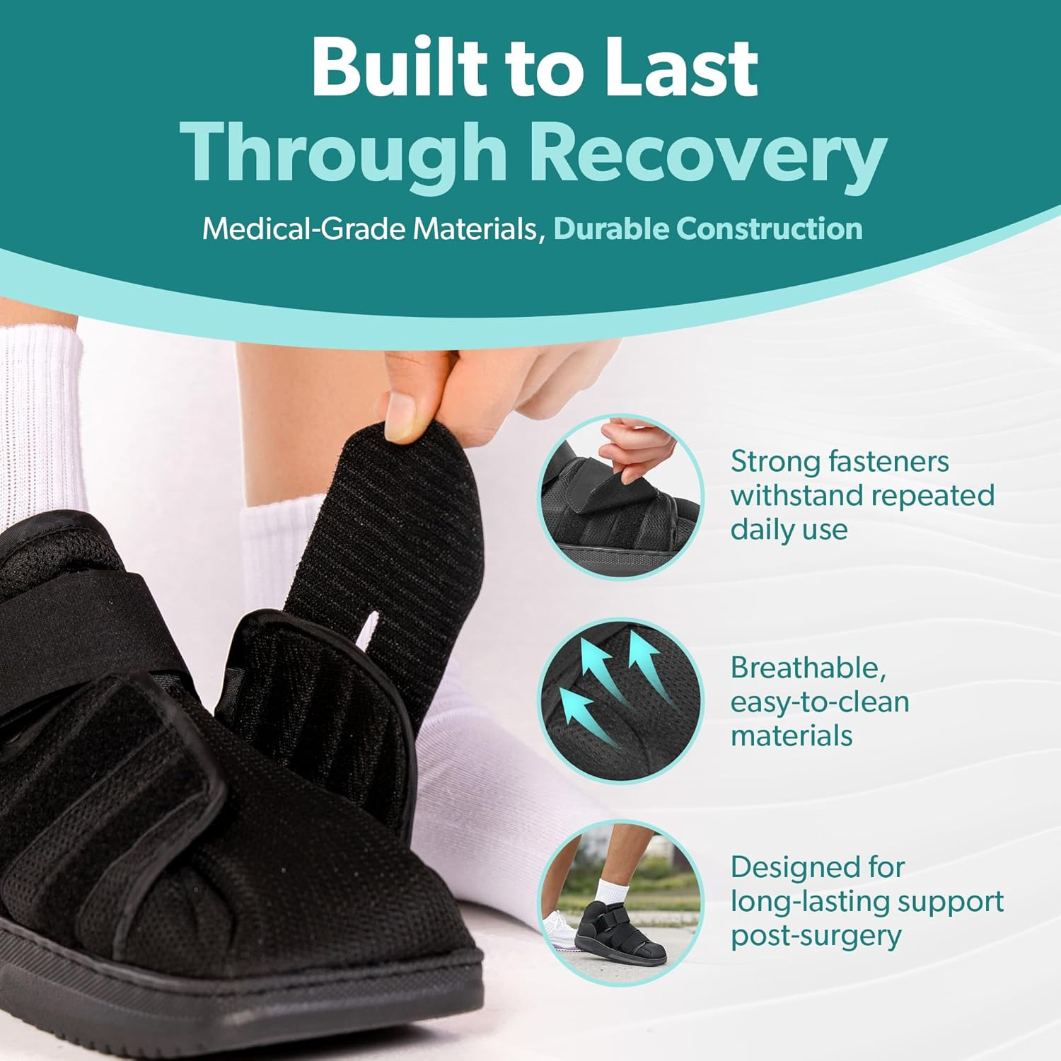Closed Toe Walking Shoe Adjustable Protective Foot Boot Lightweight Unisex Size