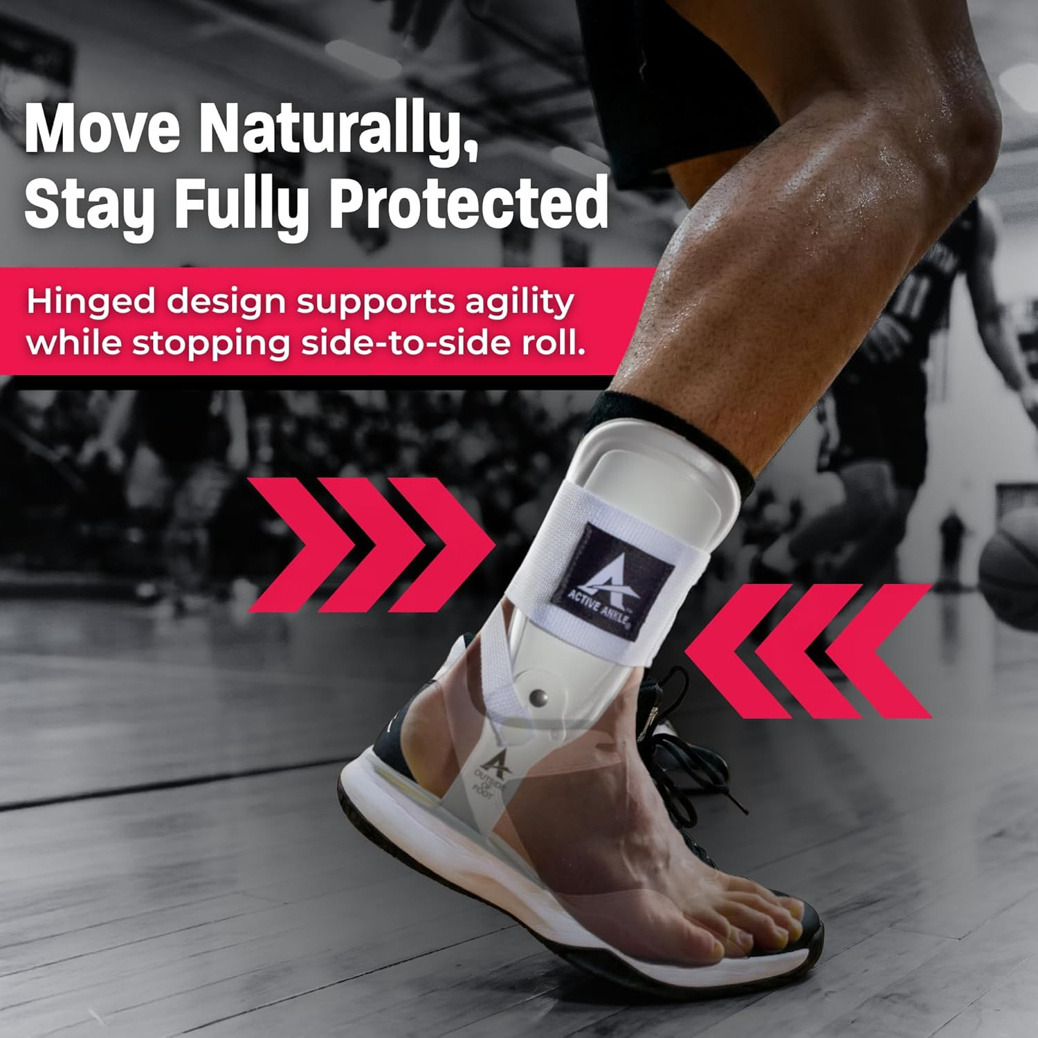Active Ankle T2 Ankle Brace, Medium, White, Rigid Support for Men 7-10 & Women 8
