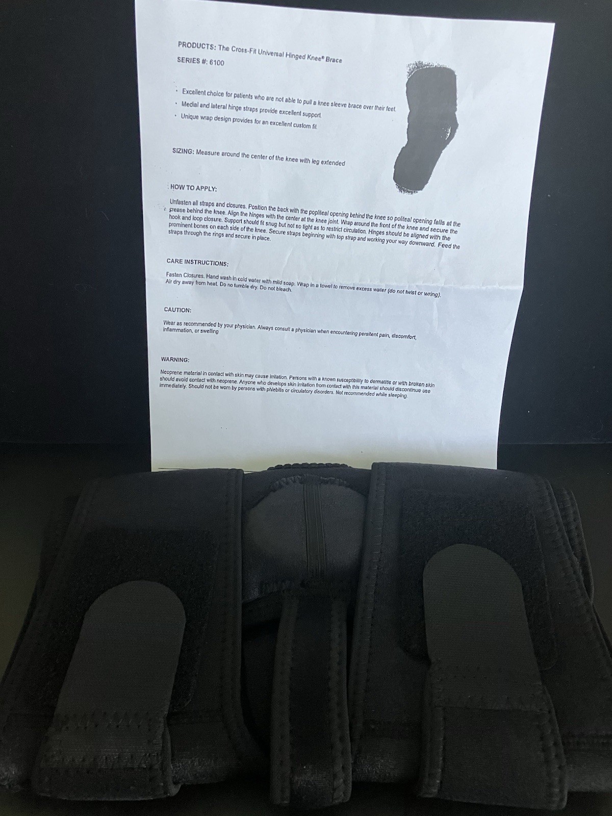 Cross Fit Hinged Knee Brace Support Model 6100 Universal Size Advanced Ortho NEW