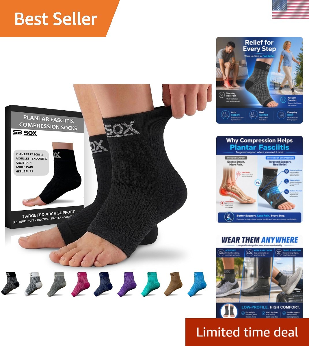 Relief & Comfort: Toeless Compression Socks for Plantar Fasciitis Pain – Medium