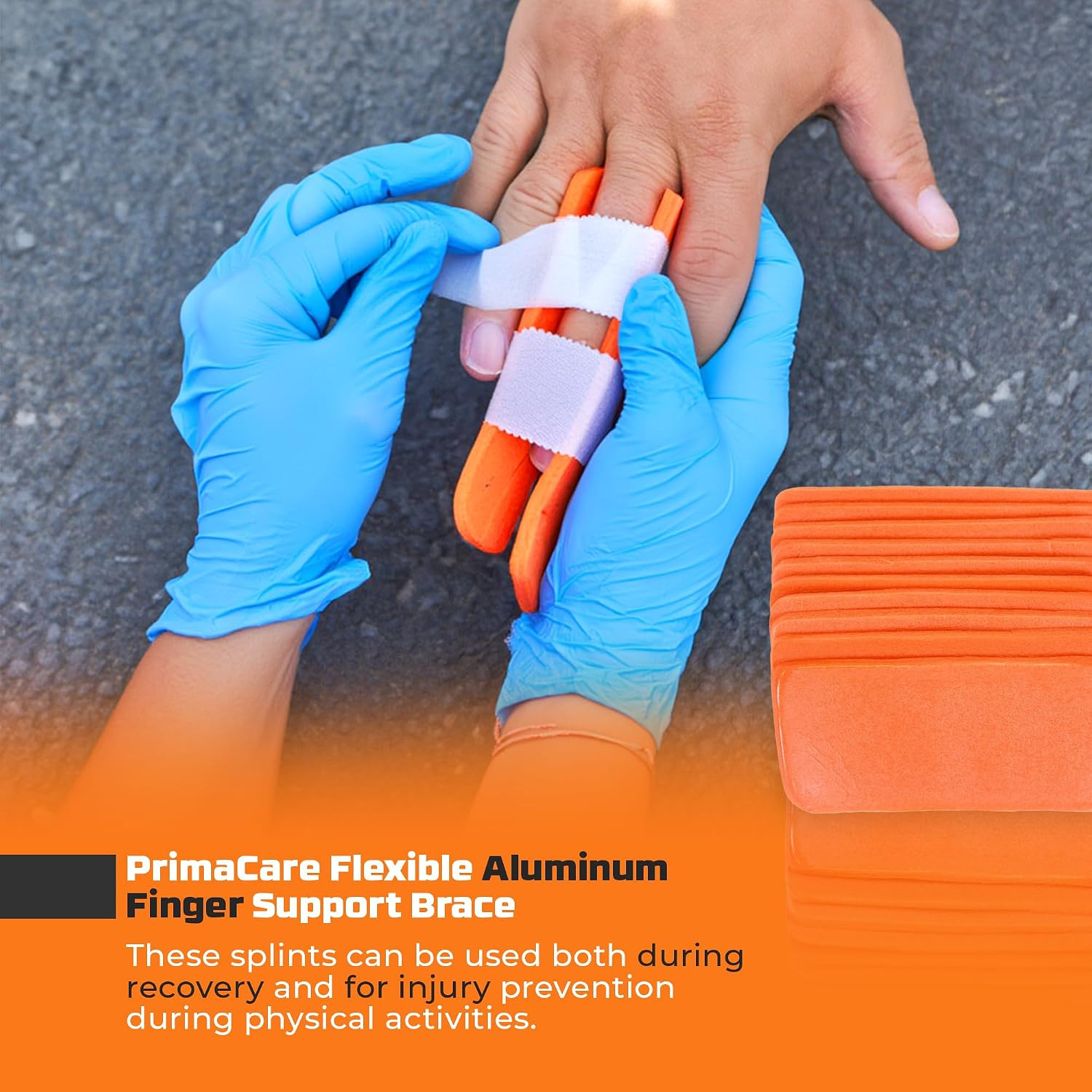 Primacare IS-5202 (Pack of 10) Padded Aluminum Finger Splints, Finger Brace For