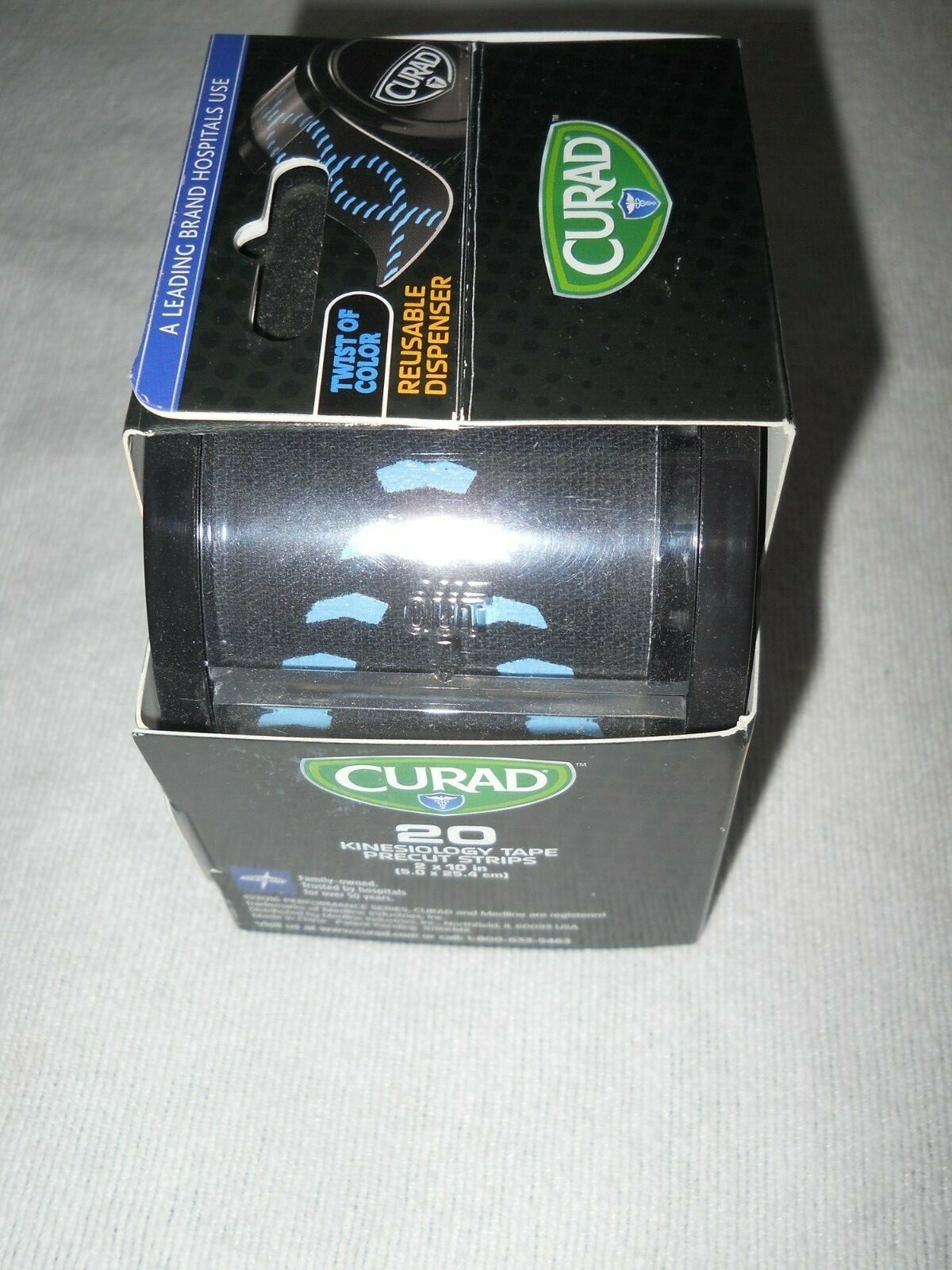 CURAD Kinesiology Tape Pain Management & Support Precut Strips 2″X10″ Blue Black