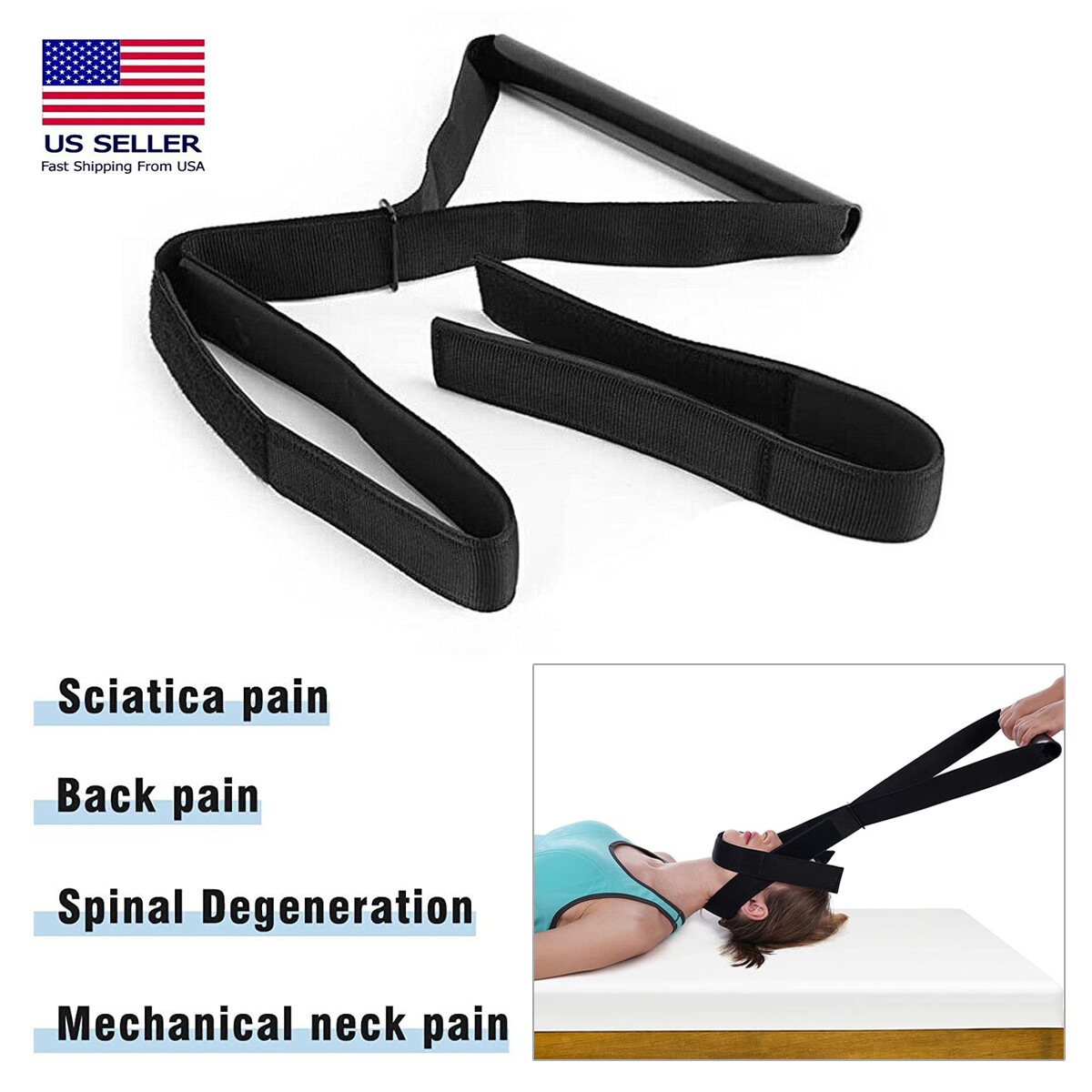 Cervical Neck Traction Device Spine Chiropractic Decompression Strap & Chin Belt