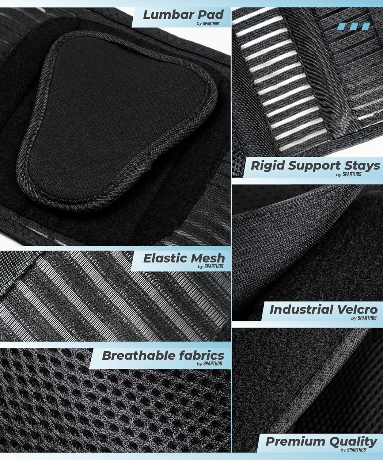 Medium Back Brace w/ Lumbar Support Pad for Lower Back Pain-Relief from Sciatica
