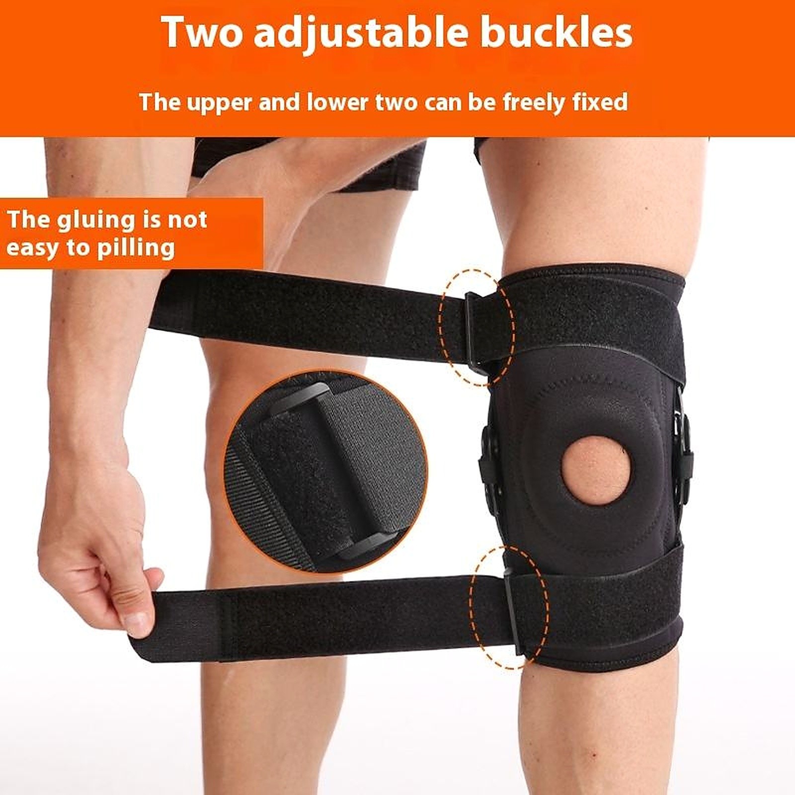 Adjustable Open Patella Hinged Knee Brace Compression Support Pain Relief Wraps