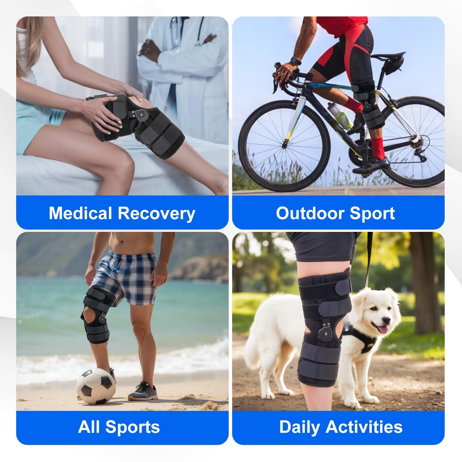 Hinged ROM Knee Brace with Stabilizers – Post Op Immobilizer for Arthritis & ACL