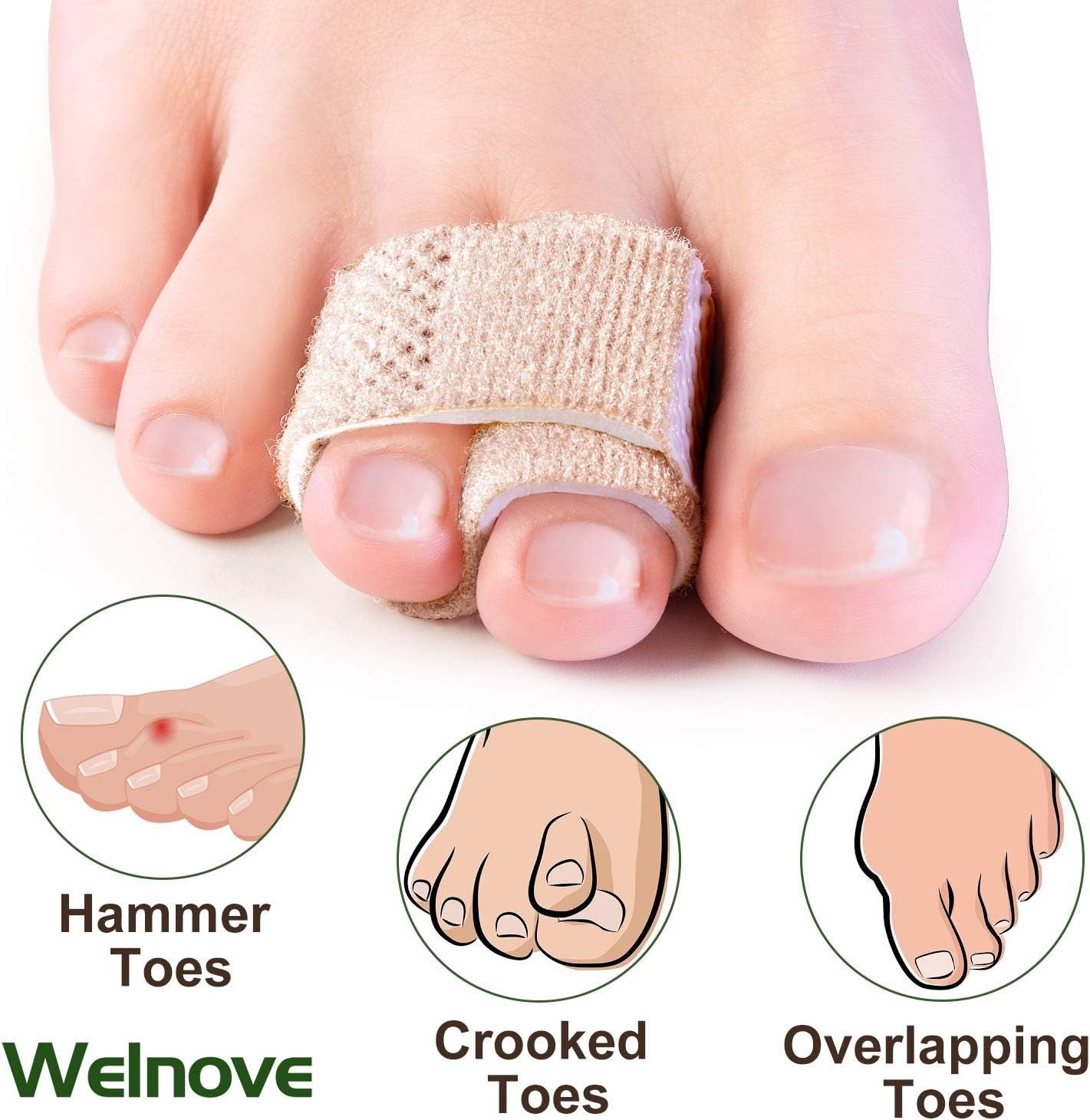 Welnove 6Pcs Hammer Toe Straightener, Splints, 6 Count (Pack of 1)