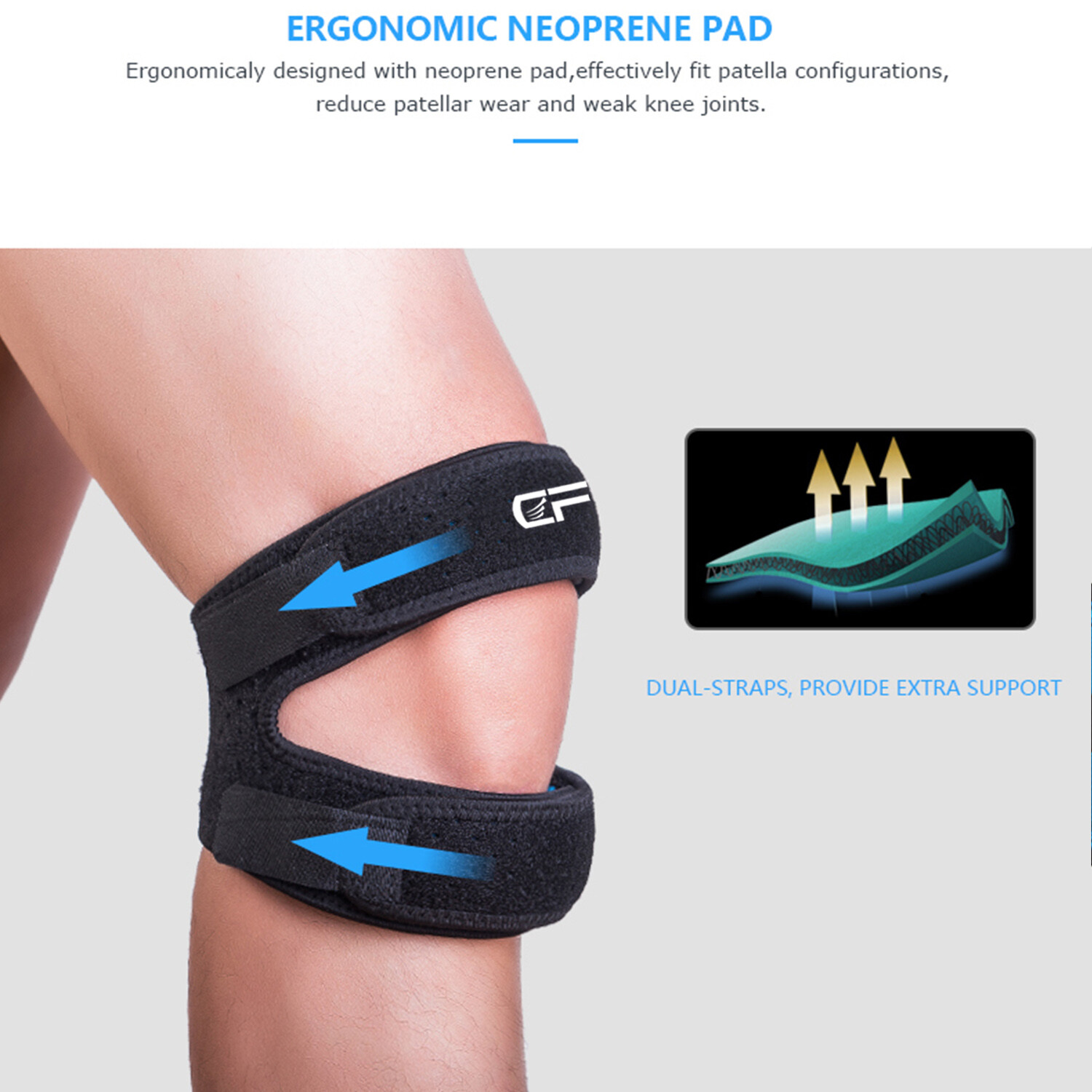 Knee Brace Support Patella Stabilizer Strap Arthritis Tendon Pain Relief Protect