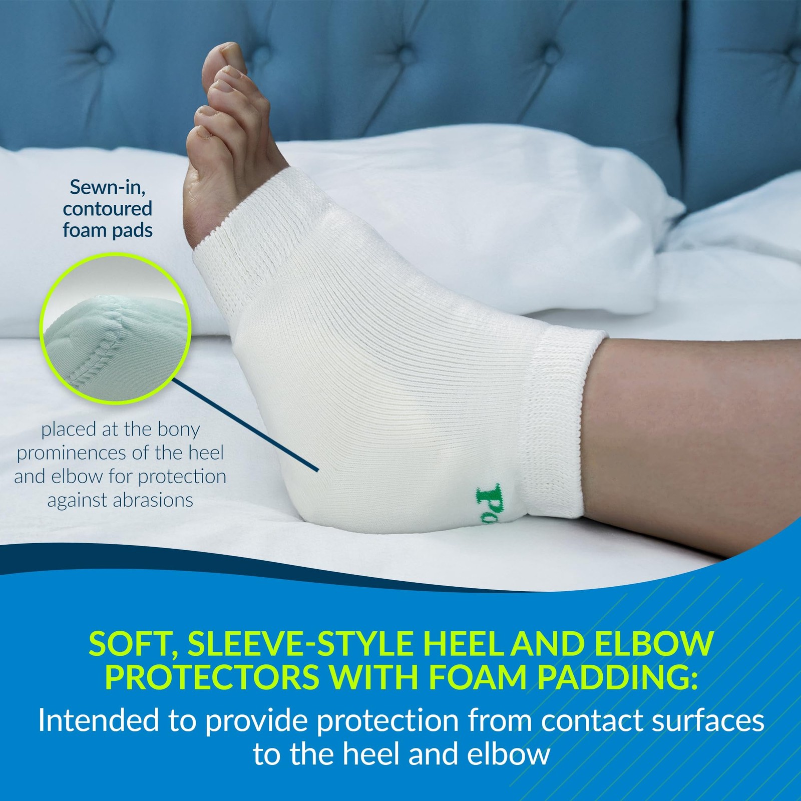 TIDI 6224L Heel and Elbow Protectors with Foam Pads ― Large ― White ― One Pai…