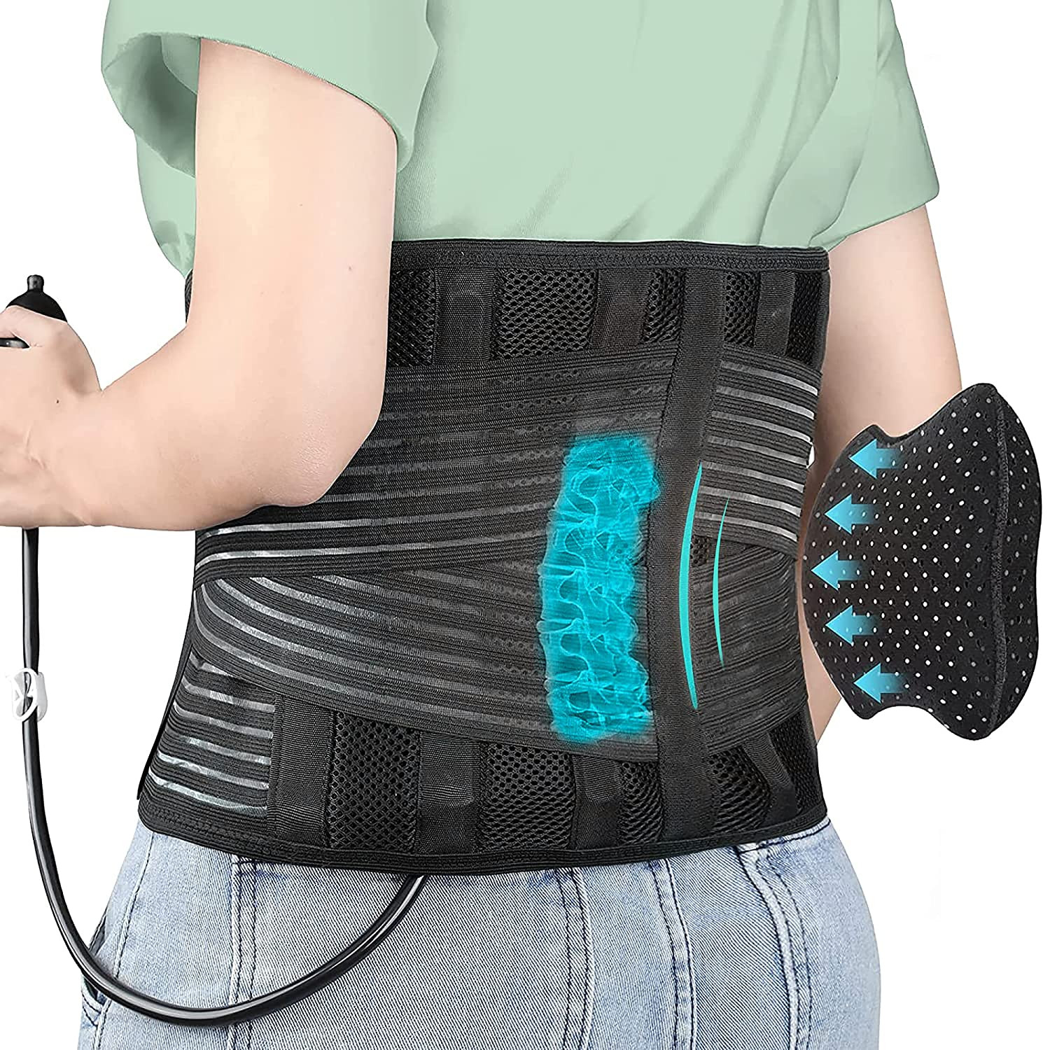 DARLIS plus Size Back Brace with Inflatable Lumbar Pad – Extra Support