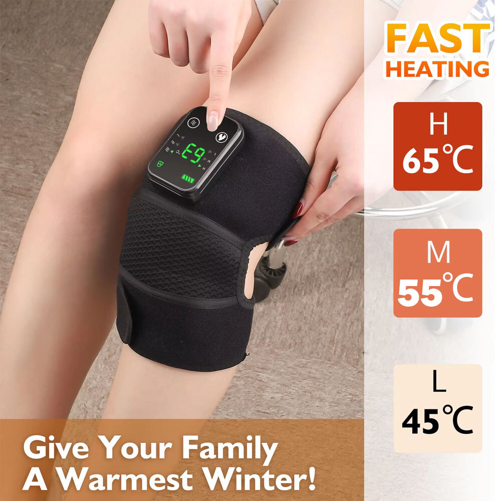 3 in 1 Knee Massager with Heat & Vibration Elbow Shoulder Brace Wrap Pain Relief