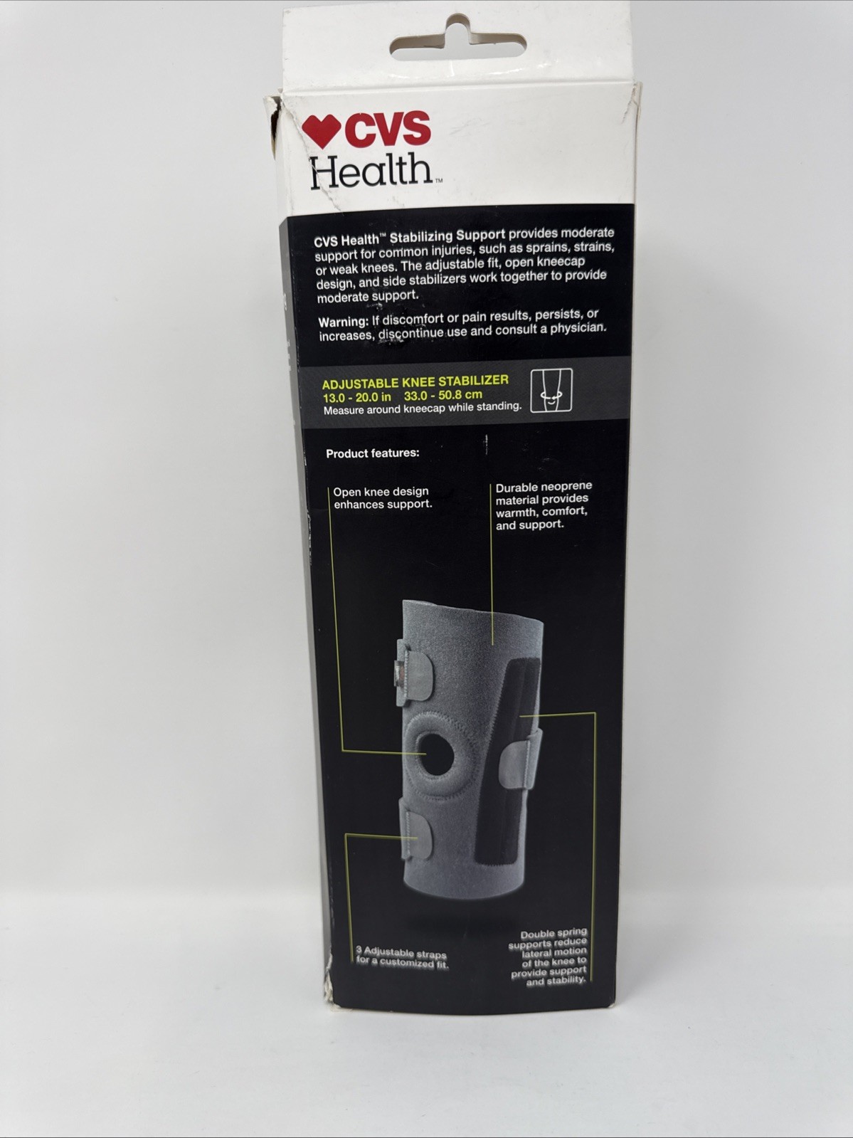 CVS Adjustable Stabilizing Knee Support Moderate One Size New in Box