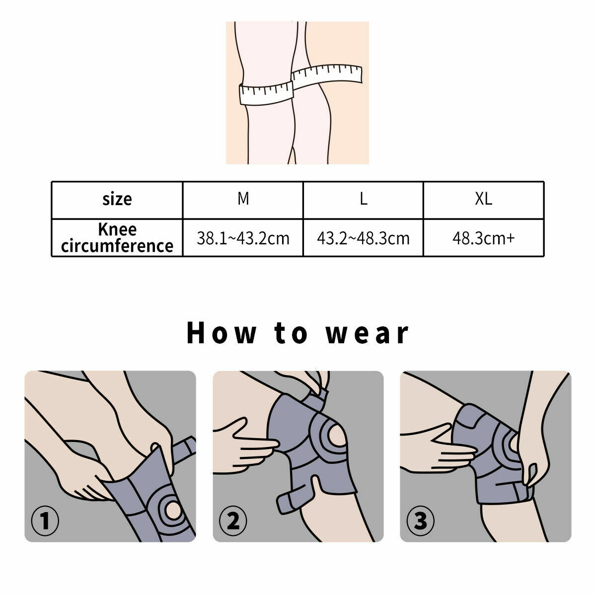 1PC OUPOWER Adjustable Sports Training Elastic Knee Support Brace Kneepad Black