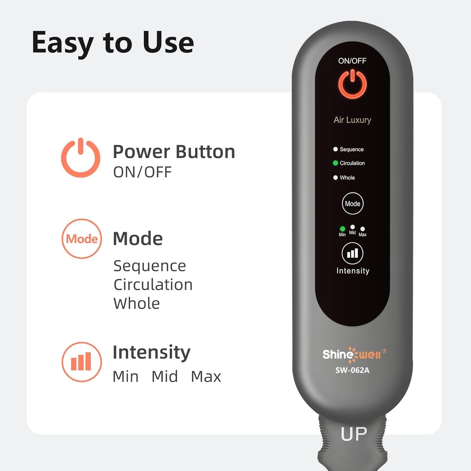 Air Compression Massager for Circulation and Pain Relief, Extenders Wrap, Corded