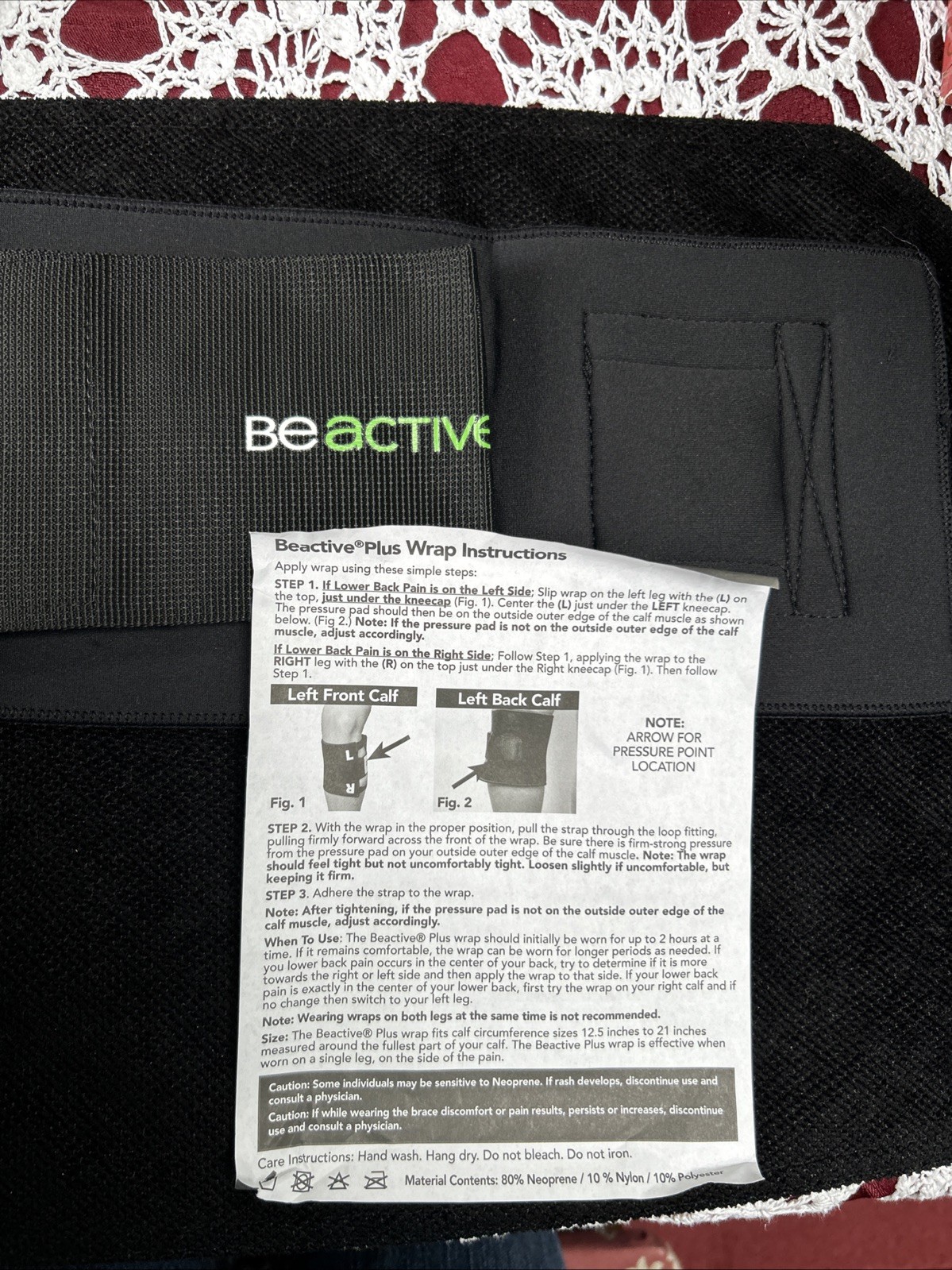 BeActive + Acupressure Calf Wrap for Back Pain Relief, Unisex, One Size New