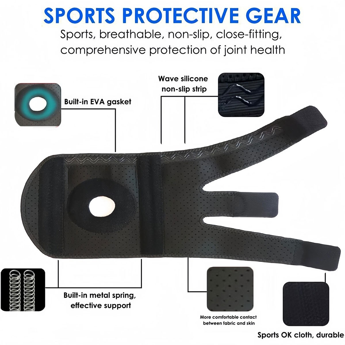 Knee Support Compression Brace Gym Support Sleeve Arthritis Pain Relief Patella