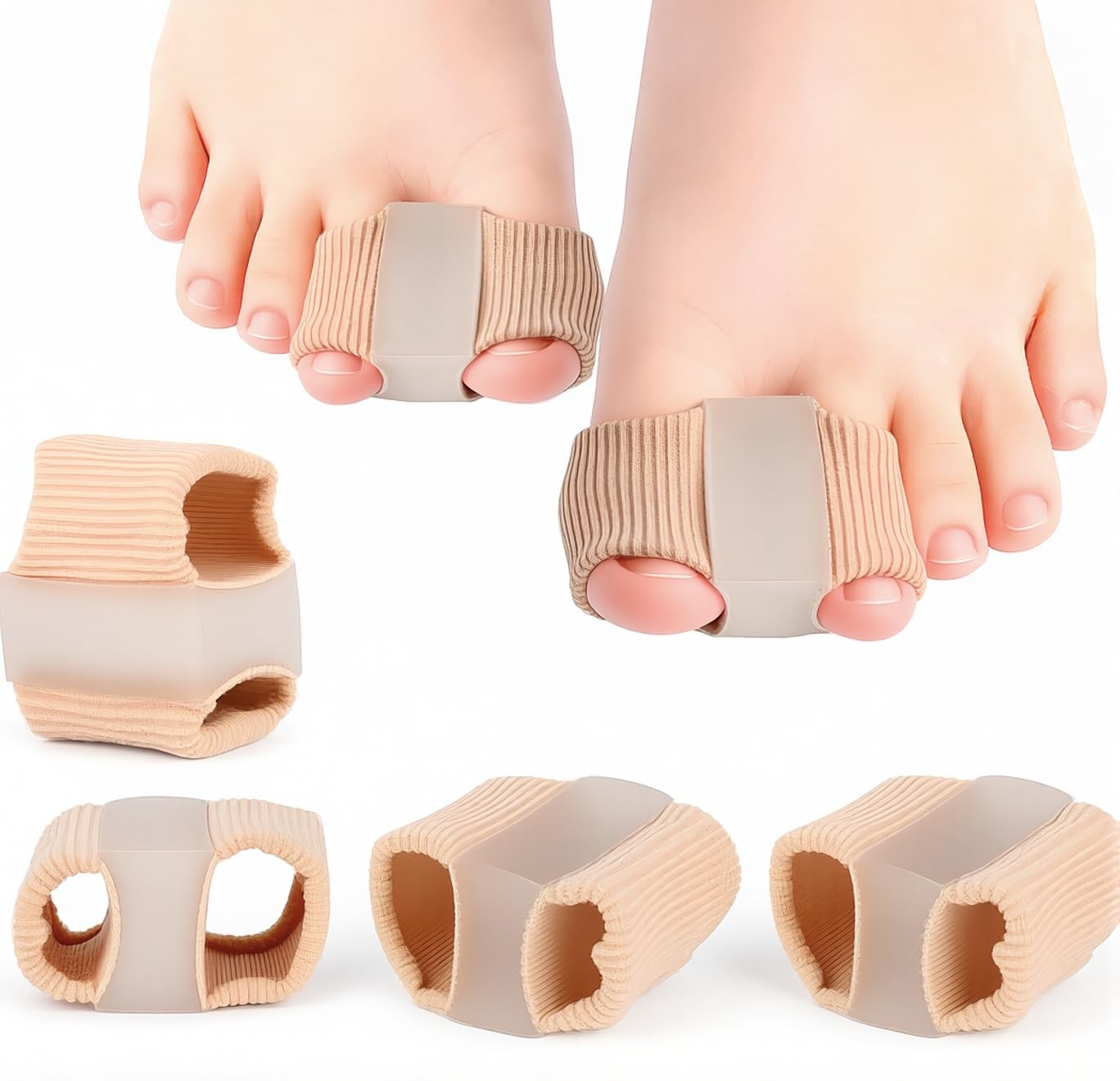 LeaOcaao Toe Spacers, 4 PCS Separators for Women and Men White
