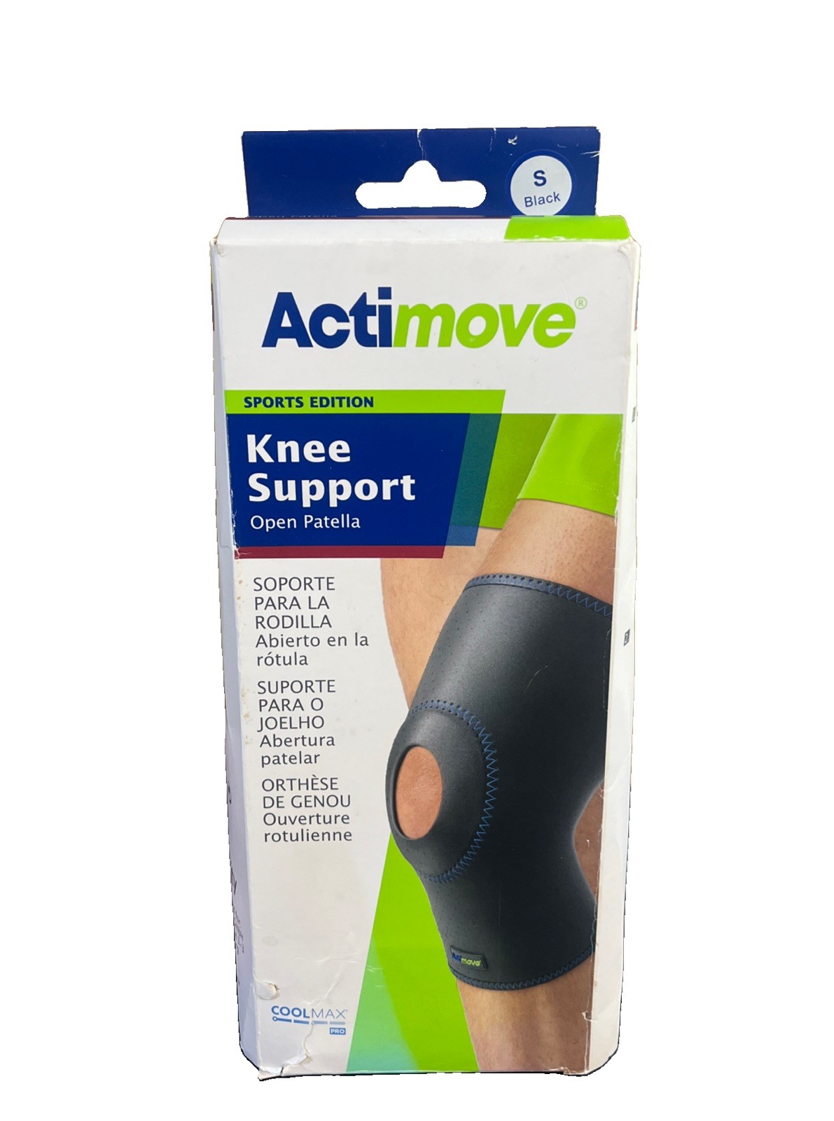 NEW Actimove Sports Edition Knee Support Open Patella, Black, Small