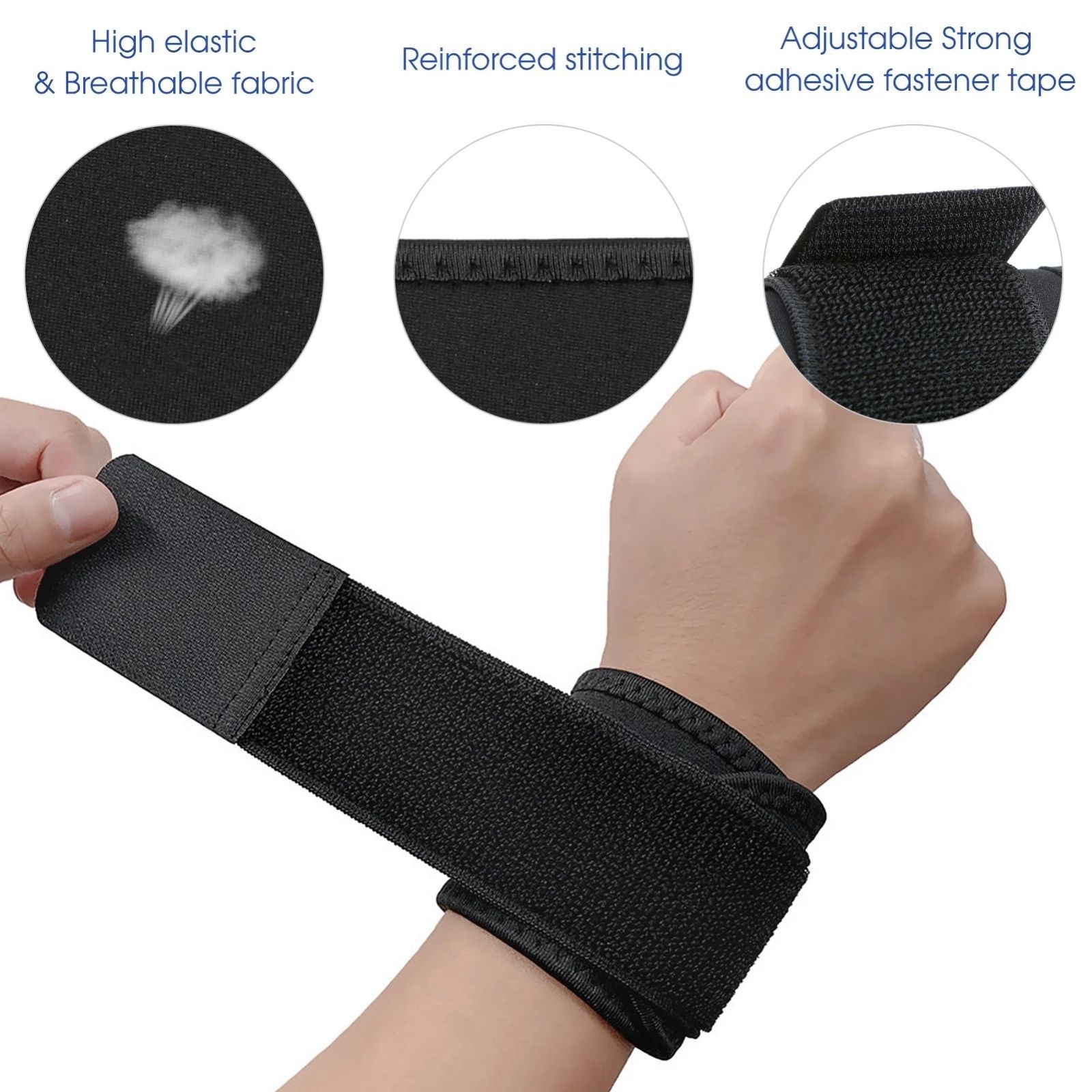 2 pcs Adjustable Wrist Support Brace Wrap for Sports Fitness Office Pain Relief
