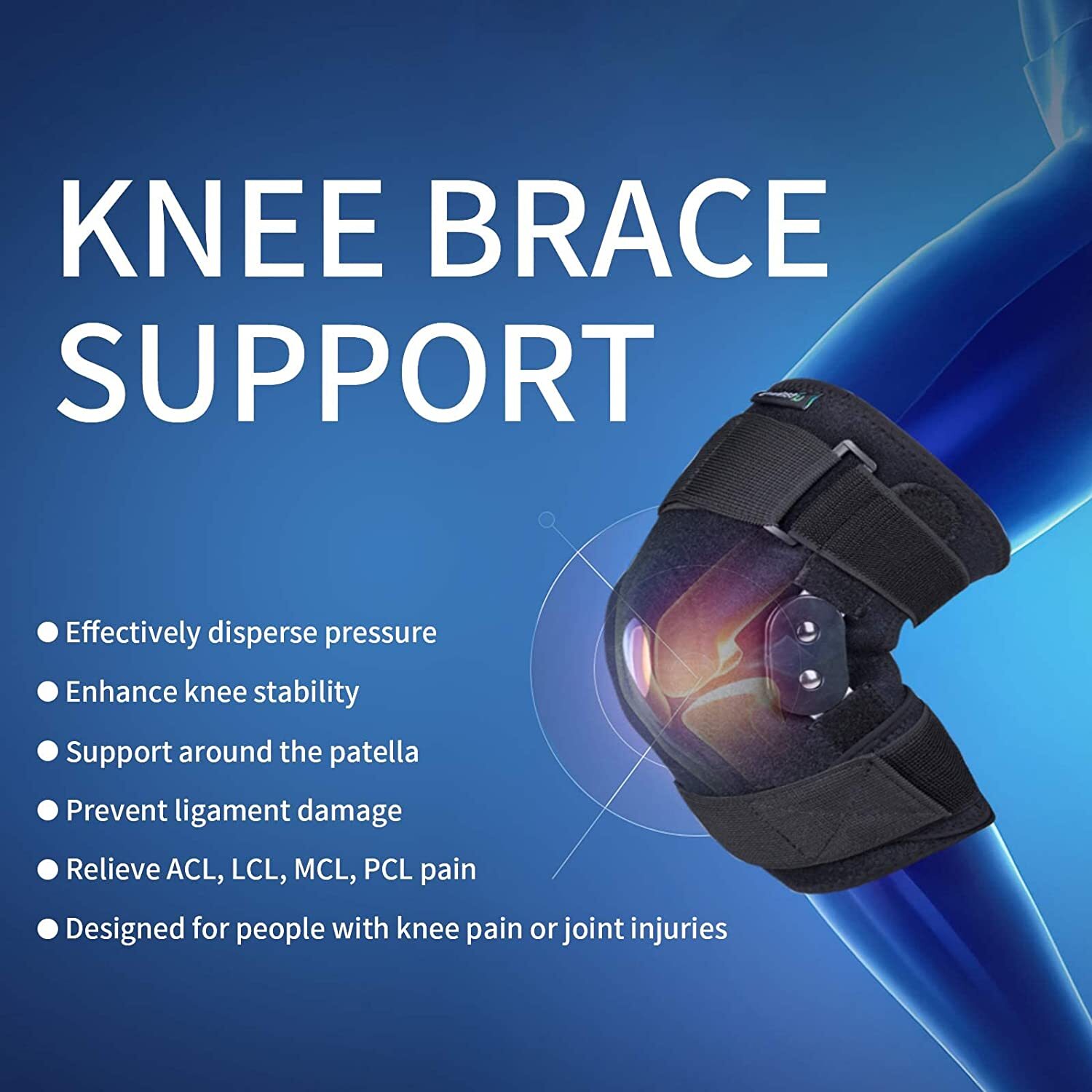 Plus Size External Hinged Knee Brace with Compression Wrap for Big & Wide Thigh