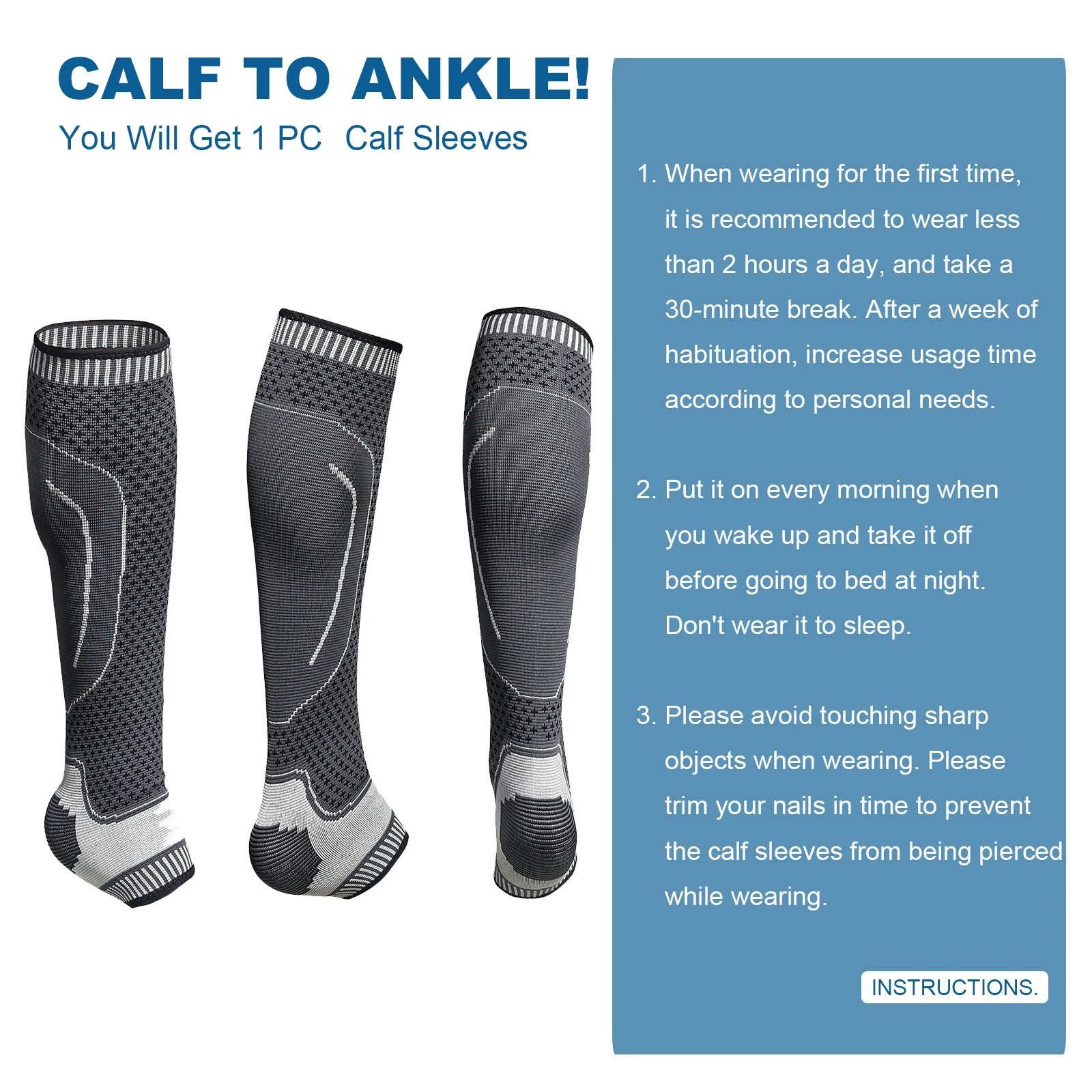 Calf Compression Sleeve Ankle Brace Leg Support Socks Foot Fasciitis Pain Relief