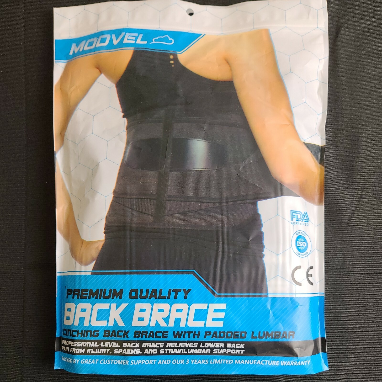 MODVEL Lower Back Lumbar Support Brace for Men & Women | Breathable Fabric with