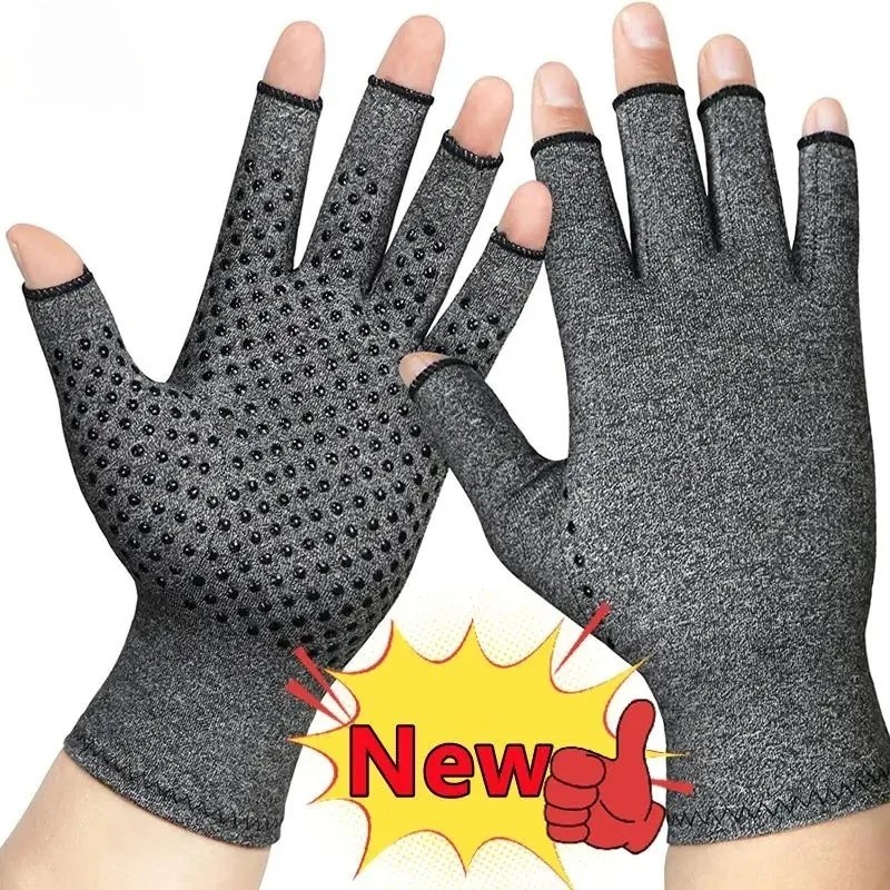 Copper Compression Gloves Arthritis Joint Pain Relief Hand Support Fingerless