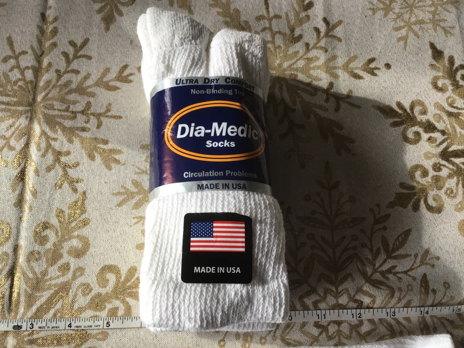 Dia-Medic White Socks 3-Pack – USA Made – Size 9-11 – Ultra Dry Comfort – New