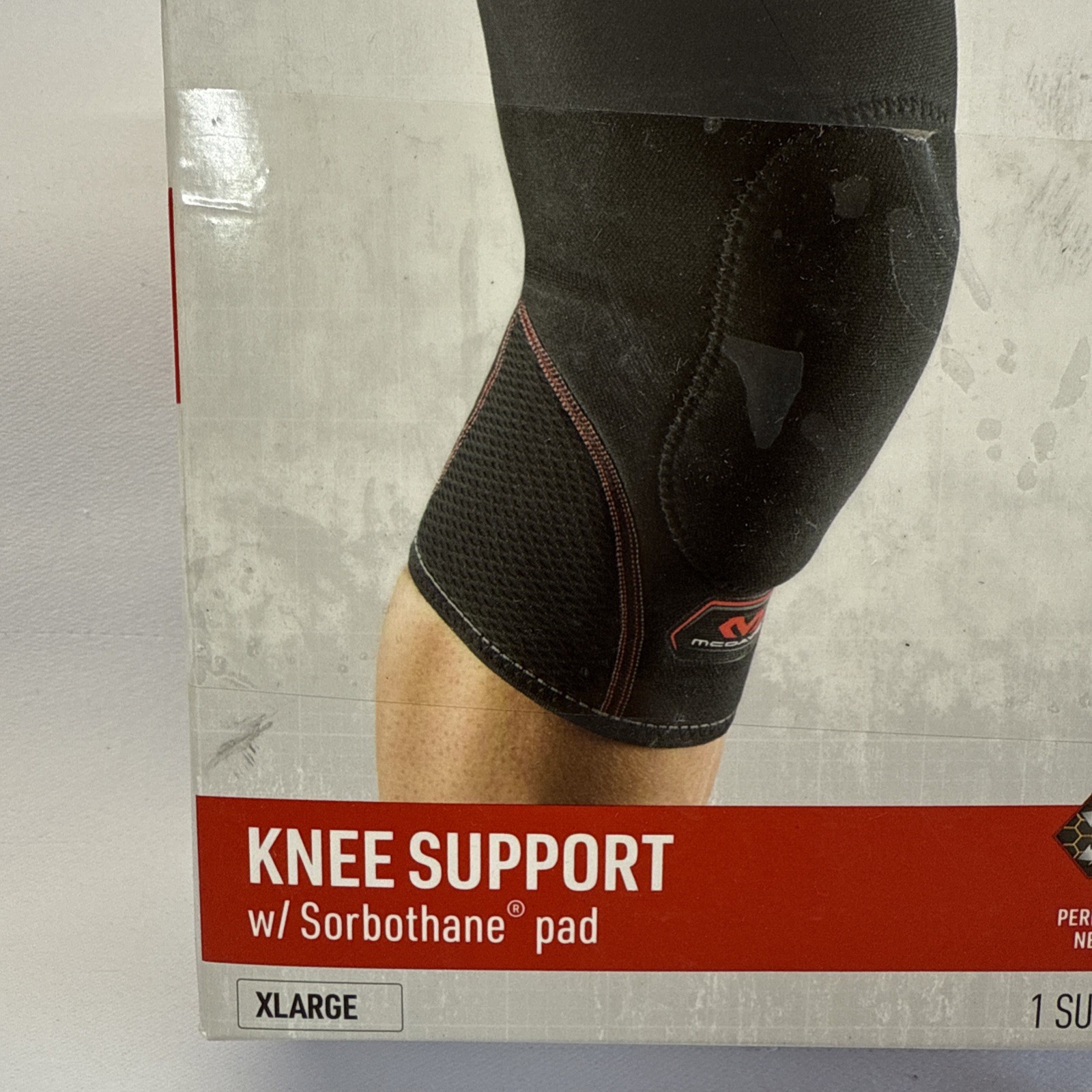 McDavid 410 Knee Support Level 1 LIGHT Sorbothane pad XL 16-17.5″ Black
