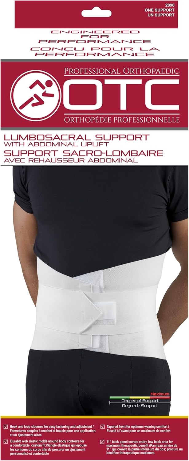 OTC Lumbo-Sacral Support w/Abdominal Uplift, White, X-Small