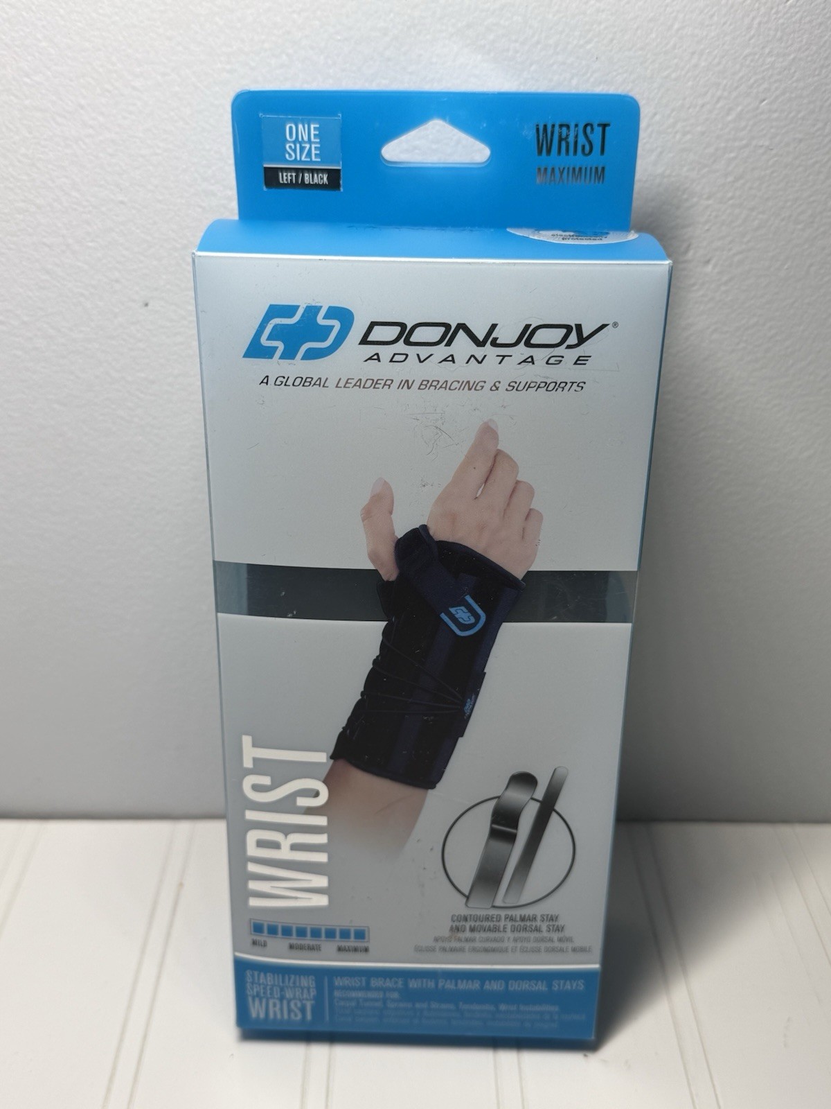 DonJoy Advantage Stabilizing Speed-Wrist Wrist Brace Wrap–Black–Left Hand New