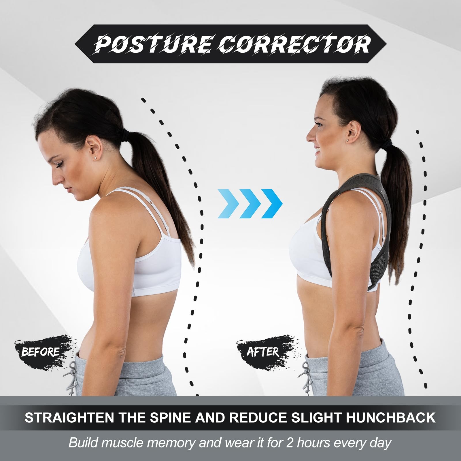 Threlaco Posture Corrector about 13 x 15 cm/ 5.12 x 5.91 inches(L x W), Black
