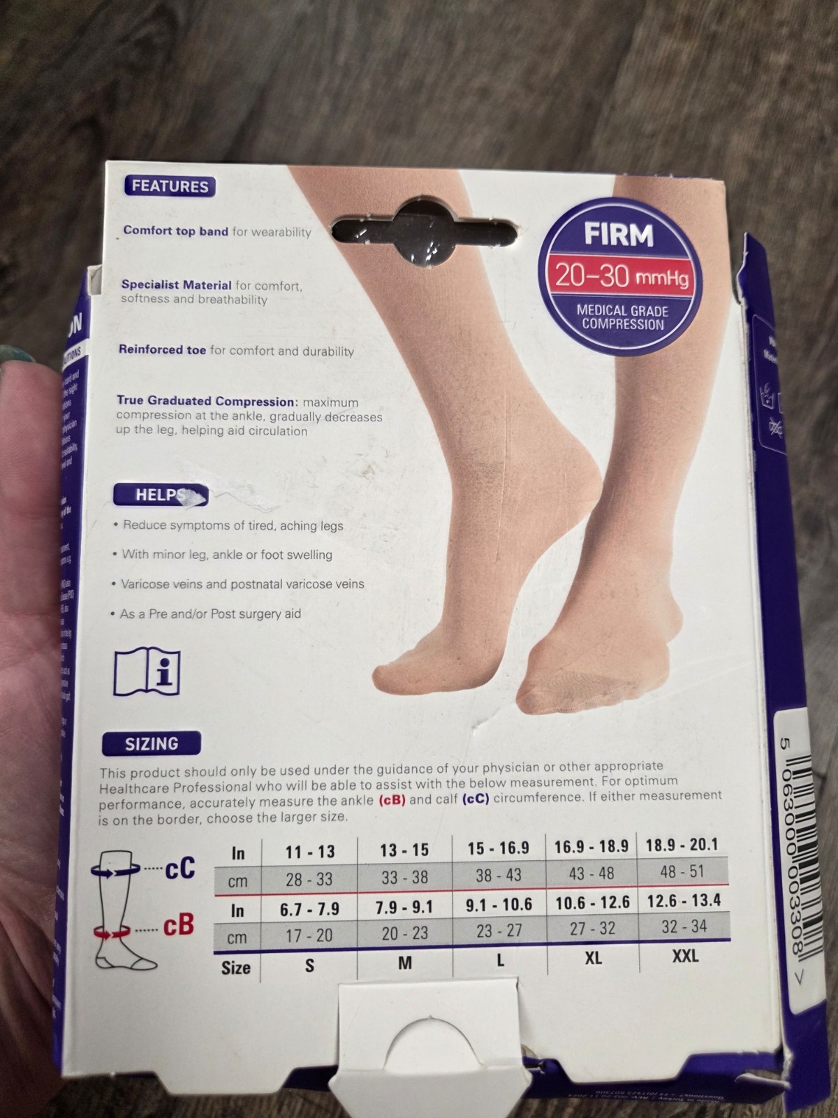 Neo G Compression 20-30 mmHg Knee High Therapeutic Sock (Open Toe) Large Beige