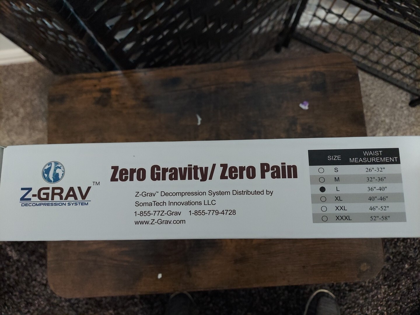 Z-Grav Spinal Decompression System Size LG Lumbar Belt Back Pain Relief 36-40”