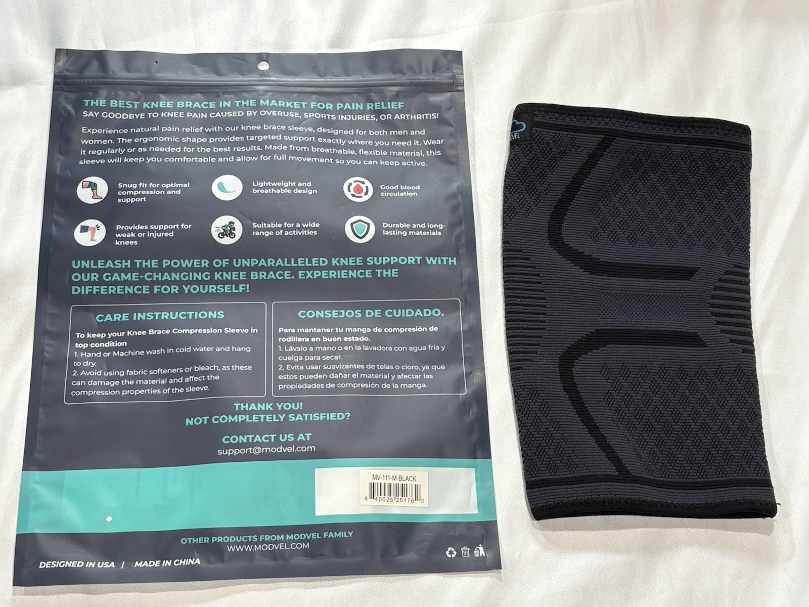 (ONE) Modvel Compression Knee Brace, Size M, Black