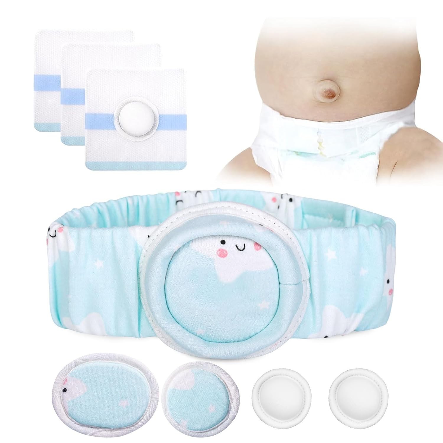 Umbilical Hernia Belt Kit for Baby with Compression Pads & Navel Patches