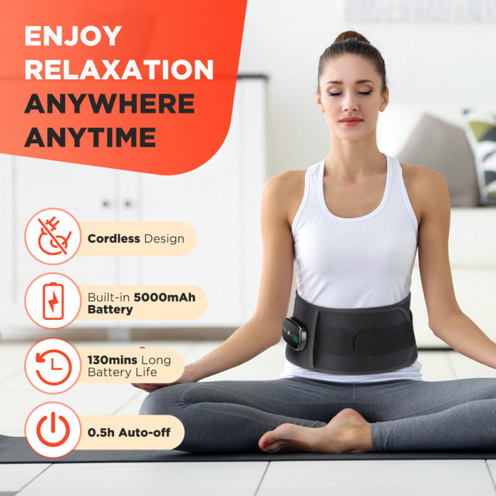 Cordless Heating Pad Back Massager Brace for Lower Back Pain Relief Wrap Belt