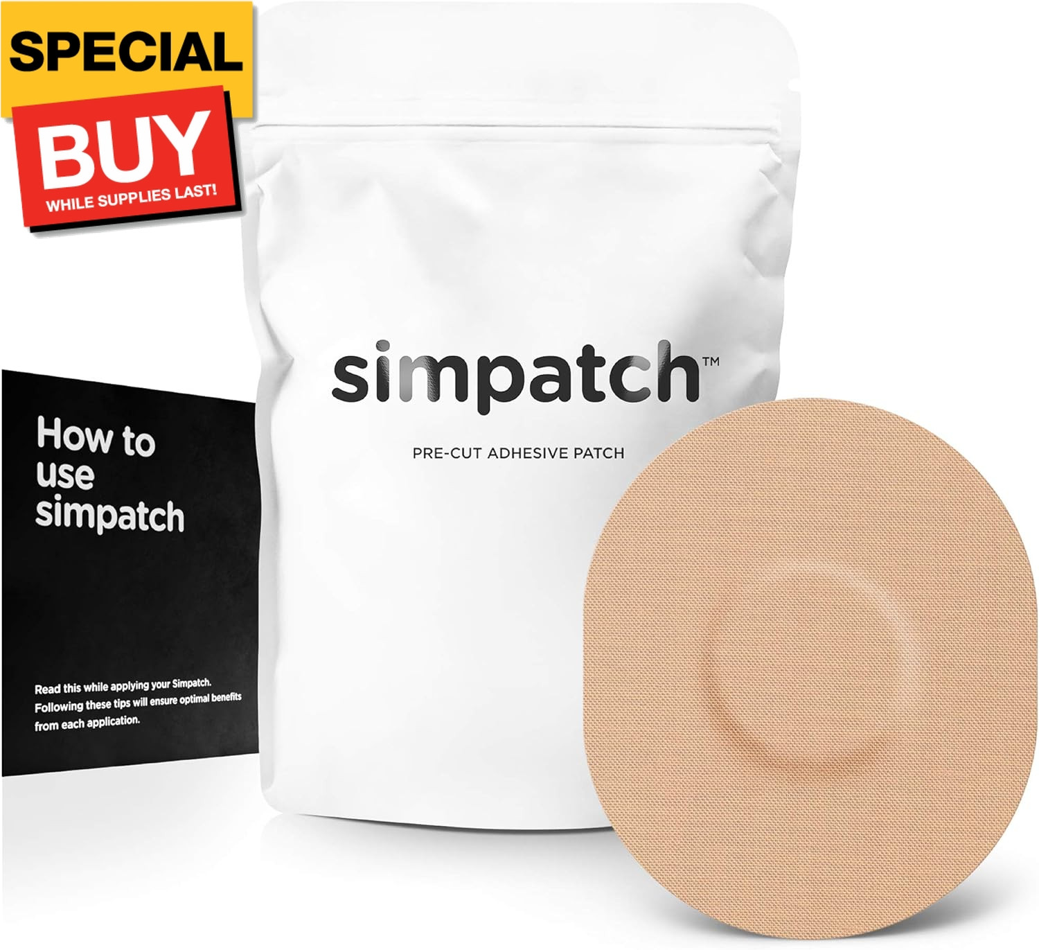 Universal Adhesive Patch (25-Pack) – Waterproof Adhesive, CGM Patches (Beige)