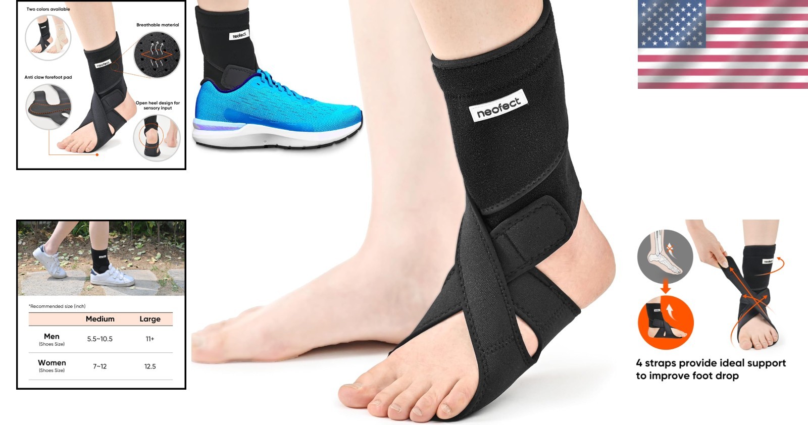 Effective Drop Foot Brace – Breathable Material, Large/Left