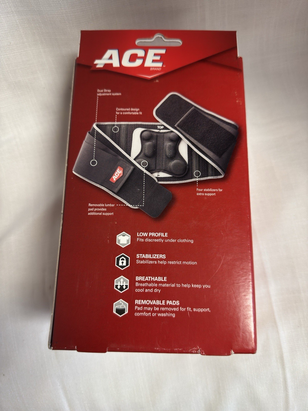 ACE Back Deluxe Stabilizer With Lumbar Support (Gray) One Size Adjustable