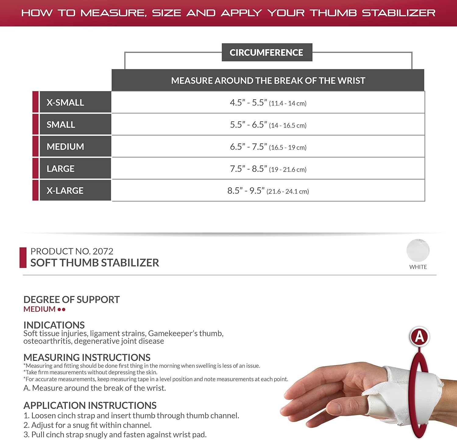 OTC Lightweight Soft Thumb Immobilizer, Right, X-small