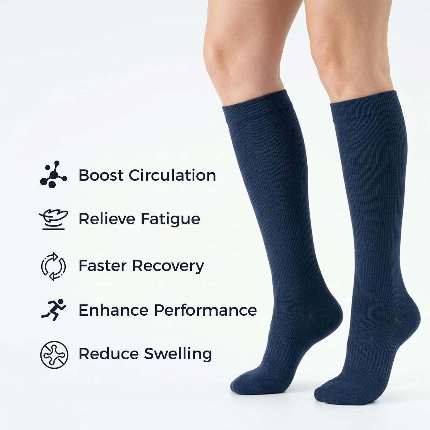 Compression Socks for Women & Men 15-20 Mmhg, Knee High Medical Support Stocking