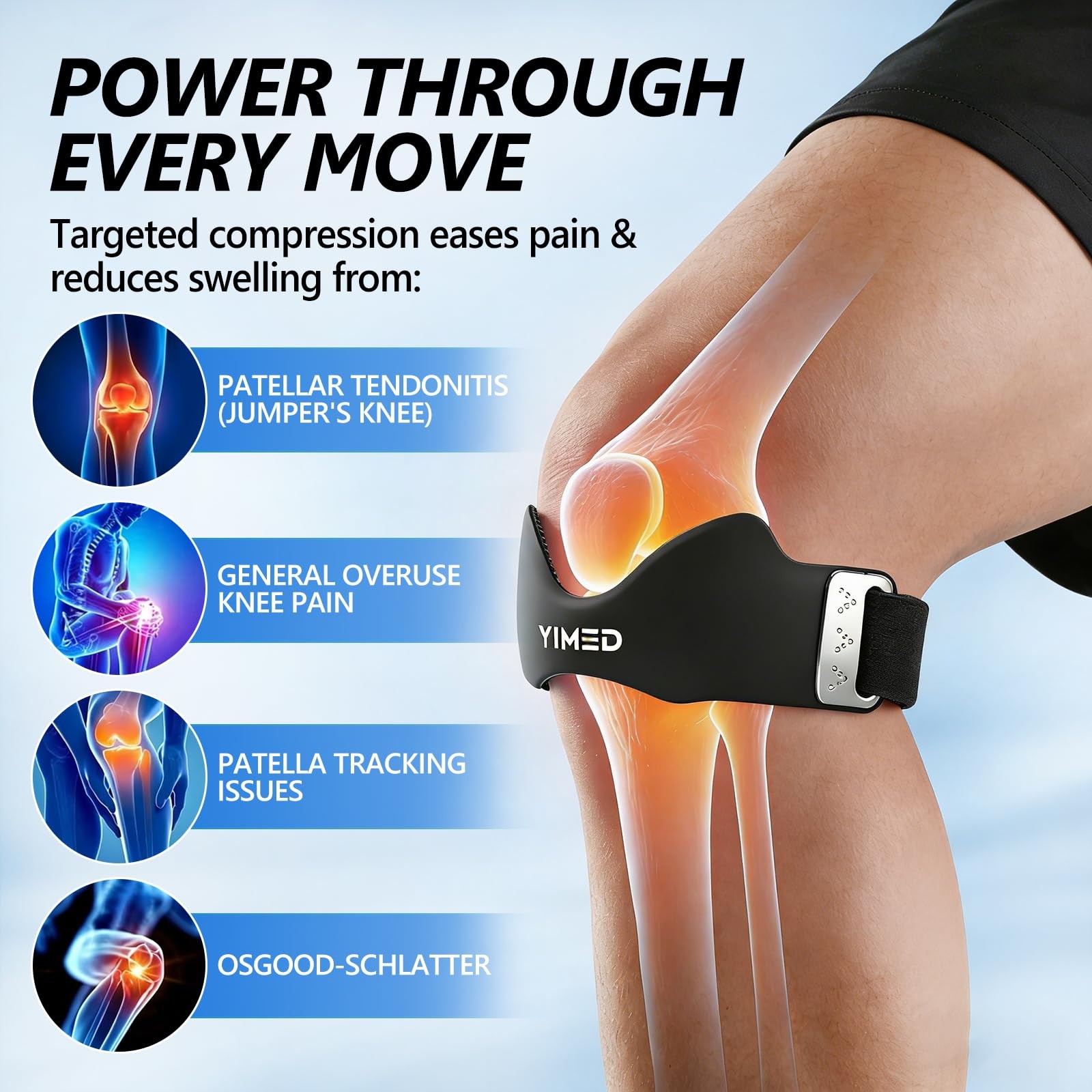 Patellar Tendon Support Strap, Silicone Patella Knee Strap for Knee Pain Reli…
